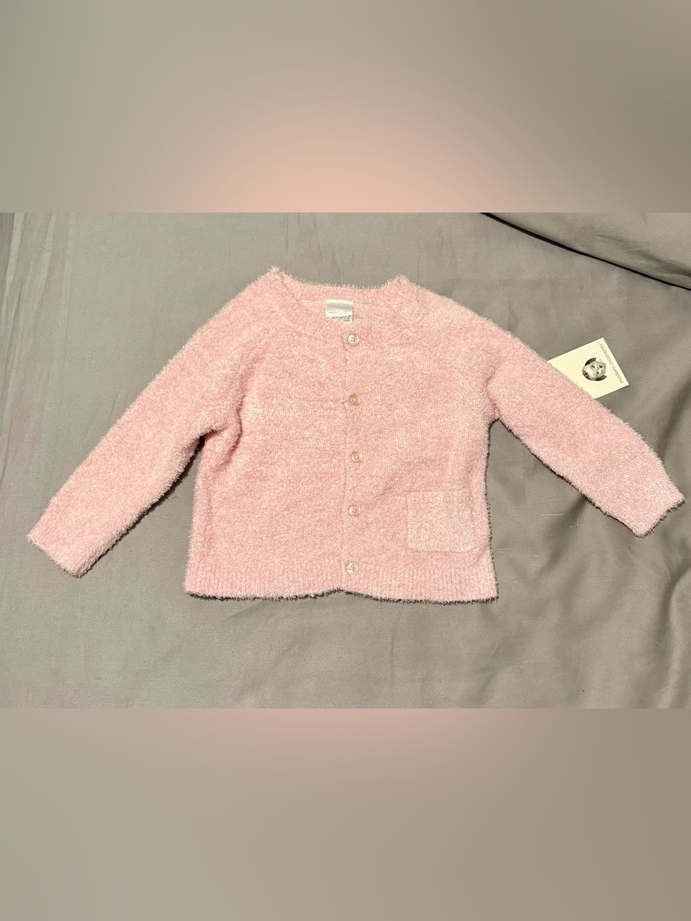 Soft Pink Fuzzy Button-down Cardigan